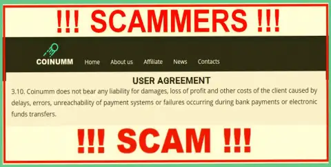 Coinumm scammers aren't liable for client losses