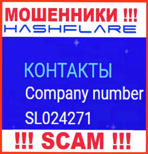 Регистрационный номер, под которым официально зарегистрирована контора Hash Flare: SL024271