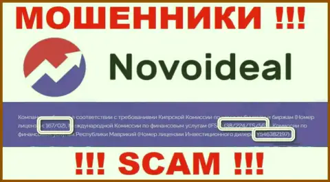 Не сотрудничайте с организацией NovoIdeal, зная их лицензию, предложенную на веб-сайте, Вы не убережете денежные средства