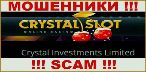 Компания, которая управляет шулерами КристалСлот это Crystal Investments Limited