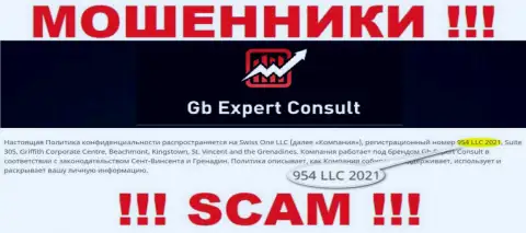 ГБ Эксперт Консулт - регистрационный номер интернет кидал - 954 LLC 2021