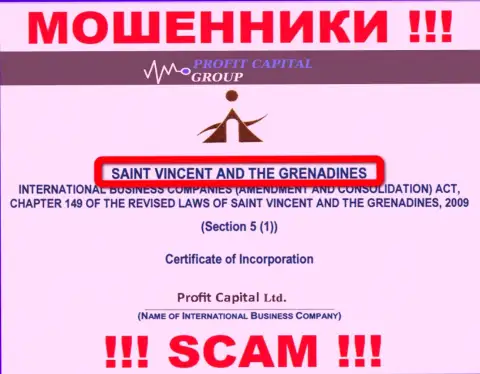 Официальное место регистрации internet воров Профит Капитал Групп - St. Vincent and the Grenadines