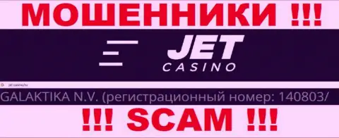Номер регистрации организации, владеющей Jet Casino - НЕТ