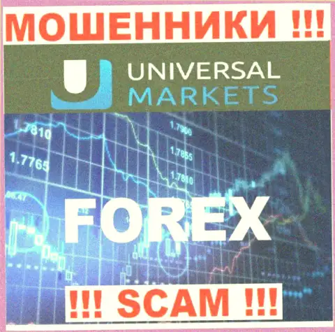 Опасно взаимодействовать с интернет-мошенниками Universal Markets, сфера деятельности которых Форекс