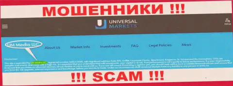 UM Media LLC - это организация, которая владеет мошенниками Universal Markets