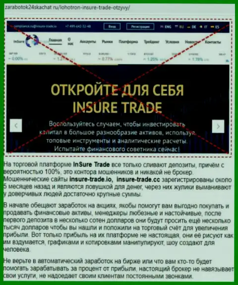 Обзор деяний Insure Trade, взятый на одном из сайтов-отзовиков