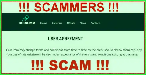 Coinumm Swindlers can change their client agreement at any time