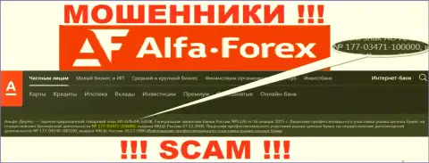 Альфа Форекс на веб-ресурсе говорит о наличии лицензии на осуществление деятельности, выданной Центральным Банком России, но будьте очень внимательны - это мошенники !!!