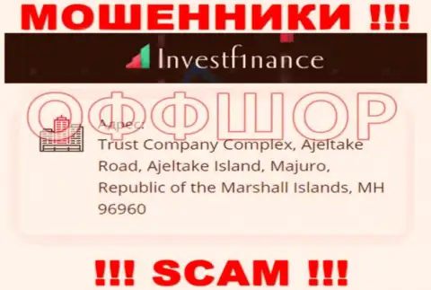 Не стоит совместно работать, с такого рода кидалами, как организация ИнвестФ1инанс Ком, ведь засели они в офшоре - Trust Company Complex, Ajeltake Road, Ajeltake Island, Majuro, Republic of the Marshall Islands, MH 96960