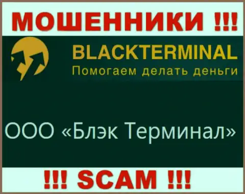 На официальном web-ресурсе BlackTerminal Ru указано, что юридическое лицо компании - ООО Блэк Терминал