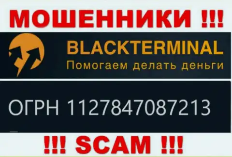 BlackTerminal Ru мошенники всемирной интернет сети ! Их регистрационный номер: 1127847087213