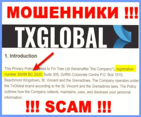 TXGlobal не скрывают рег. номер: 26099 BC 2020, да и зачем, обворовывать до последней копейки клиентов он не препятствует