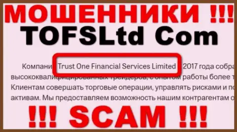Свое юридическое лицо компания Траст Ван Финансиал Сервисес не прячет - это Trust One Financial Services Limited