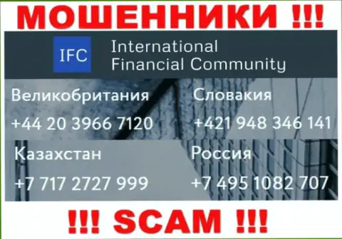 Воры из InternationalFinancialCommunity разводят на деньги людей, звоня с различных номеров телефона