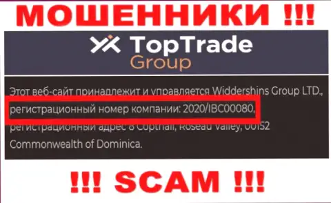 Номер регистрации TopTrade Group - 2020/IBC00080 от грабежа вложенных денег не сбережет