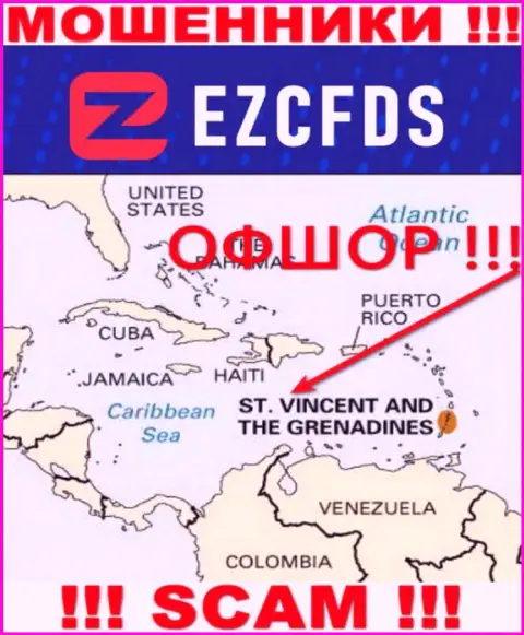 St. Vincent and the Grenadines - оффшорное место регистрации жуликов EZCFDS Com, предоставленное на их интернет-сервисе