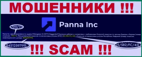 Шулера PannaInc Com активно разводят лохов, хоть и показывают лицензию на сайте