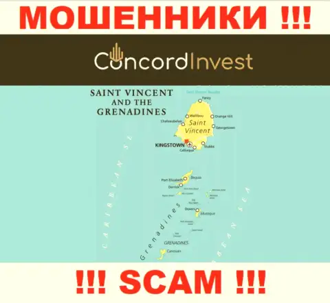 St. Vincent and the Grenadines - именно здесь, в офшорной зоне, базируются мошенники Concord Invest