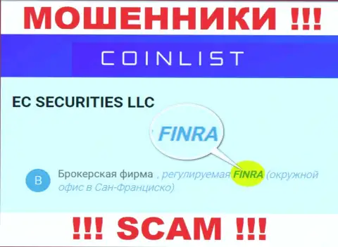 Постарайтесь держаться от компании КоинЛист как можно дальше, которую регулирует мошенник - FINRA
