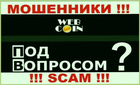 Никак наказать WebCoin законно не получится - нет инфы относительно их юрисдикции