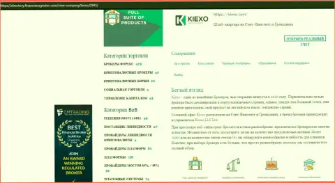 Обзор об условиях для торговли Forex дилера Киексо Ком, опубликованный на web-сайте directory financemagnates com