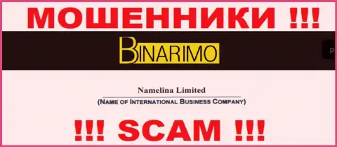 Юридическим лицом Binarimo Com является - Namelina Limited