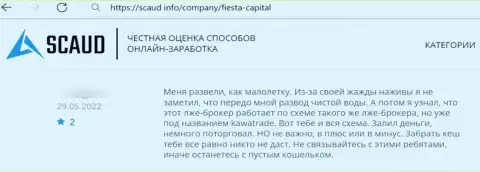Отзыв реального клиента, который доверил деньги internet-мошенникам из конторы Fiesta Capital Cyprus Ltd, а в конечном итоге его накололи