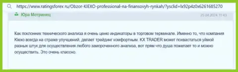 Отзыв биржевого игрока KIEXO об анализе рынка дилера, опубликованный на сайте рейтингсфорекс ру