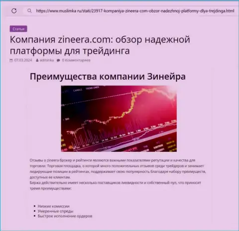 Достоинства криптовалютной дилинговой организации Зиннейра Ком перечислены в информационной статье на портале Muslimka Ru