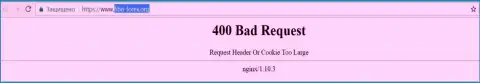 Официальный web-сайт дилингового центра Fibo Forex некоторое количество суток недоступен и показывает - 400 Bad Request (неверный запрос)